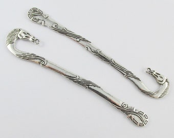 Bulk Horse Bookmark 125mm Antique Silver Suit Beading Qty 1,5 or 10