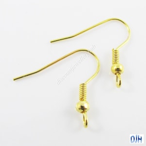 May include: Two gold-toned earring hooks with a spring and a small ball at the end.