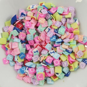 20g Pâte à Cristal Polymère Pafer Saupoudrer Alphabet Carré Lettres Résine Shaker Cartes etc