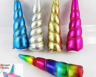 3 piezas 3D metálico acolchado unicornio cuerno DIY diadema disfraces decoración de la habitación elegir color