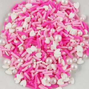 20g Confettis Sprinkles Hearts & Pearls Rose White Wish Bottle Resin Shaker Cards