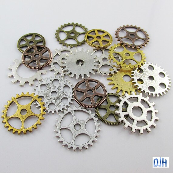 50 Assorted Steampunk Filigree Gears Charm Pendant Finding Cogs Disc Color Choic 50 Assorted Steampunk Filigree Gears Charm Pendant Finding Cogs Disc Color Choic