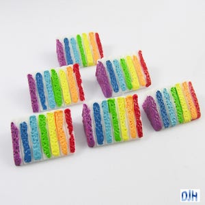 6pcs DIY Resin 3D Rainbow Cake Cabochon Flat Back Cards Scrapbooking Hair Clips