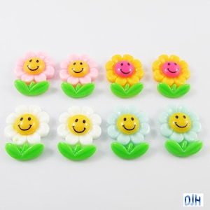 8pcs DIY Résine Happy Tournesol Cabochon Cartes à dos plat Scrapbooking Pinces à cheveux