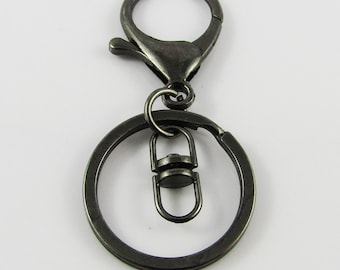 BULK Key Ring Keychain Lobster Clasp Swivel Finding SplitRing Keyring Gunmetal