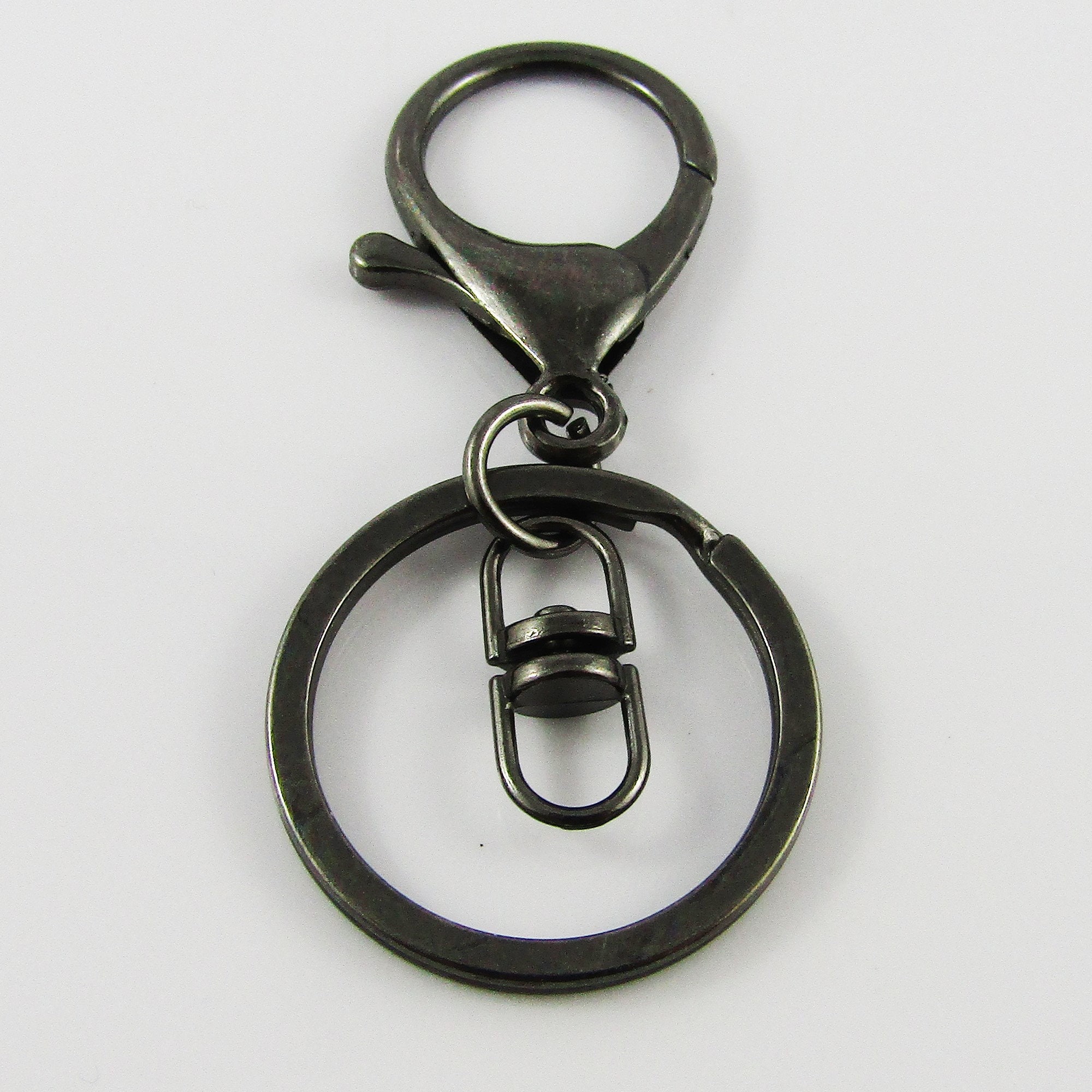 Bulk C Clip with Swivel Key Ring Keychain 18x40mm Silver or Gunmetal Pack  of 10
