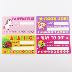 50 pcs Girly Designs Mixed Girly Designs Récompense Enfant Cartes Perforées Incitation Comportement