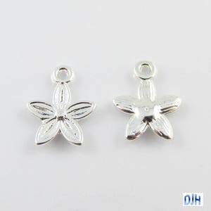 Bulk Star Flower Charm Pendant Spring Garden Silver Plate 13x10mm Select Qty