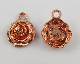 Bulk Rose Flower Charm Pendant Alloy Dark Rose Gold 18x14mm Select Qty