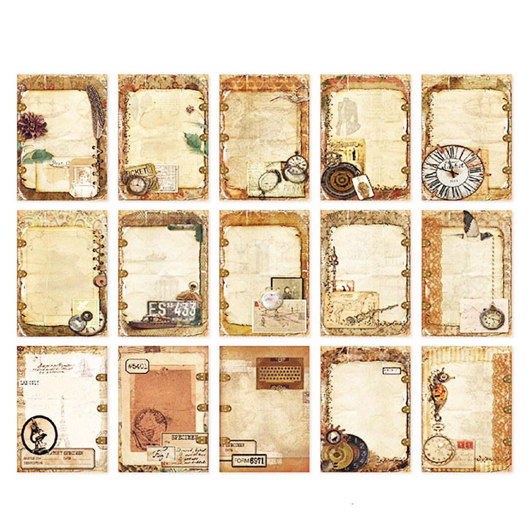 30pc Antique Objects Retro Scrapbook Papers Cards Journal