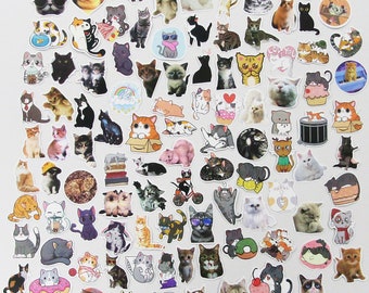 May include: A sheet of colorful stickers featuring various cartoon cats in different poses and expressions. The stickers are perfect for adding a touch of whimsy to journals, laptops, water bottles, and other surfaces.