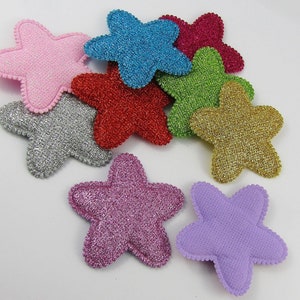 10pcs Glitter Rounded Star Padded Puffy Patch Craft Embellishment 62x65mm