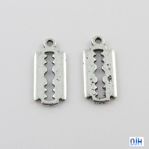 Handmade Necklace/Earring Set Silver Tone Razor Blades Punk 
