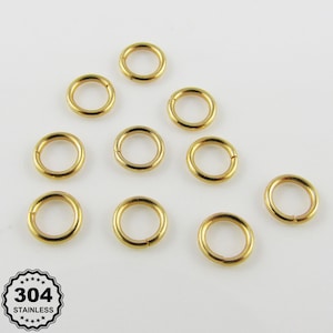 10 pcs Bulk 18k Gold Plated Stainless Steel 5mm Open Jump Rings Findings Craft
