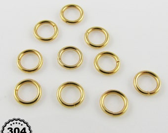 10 pcs Bulk 18k Gold Plated Stainless Steel 5mm Open Jump Rings Findings Craft