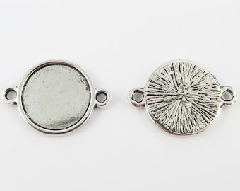 Bulk Pack of 10 Round Cabochon Connector Setting 20x14mm Fit 12mm Cabochons