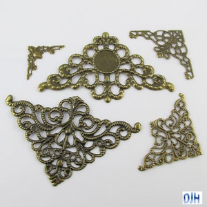 Metal Filigree Book Corners Embellishments for Journals Books Scrapbooking  Photo Albums Card Making Jewellery Hair Accessories 4pcs 