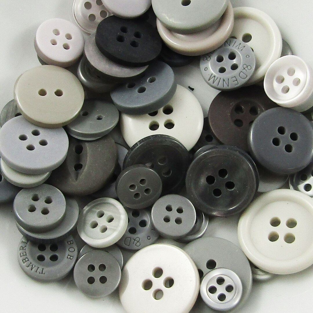 50gram Assorted Grey Tones Sewing Buttons RESIN Crafts Jewellery Junk ...
