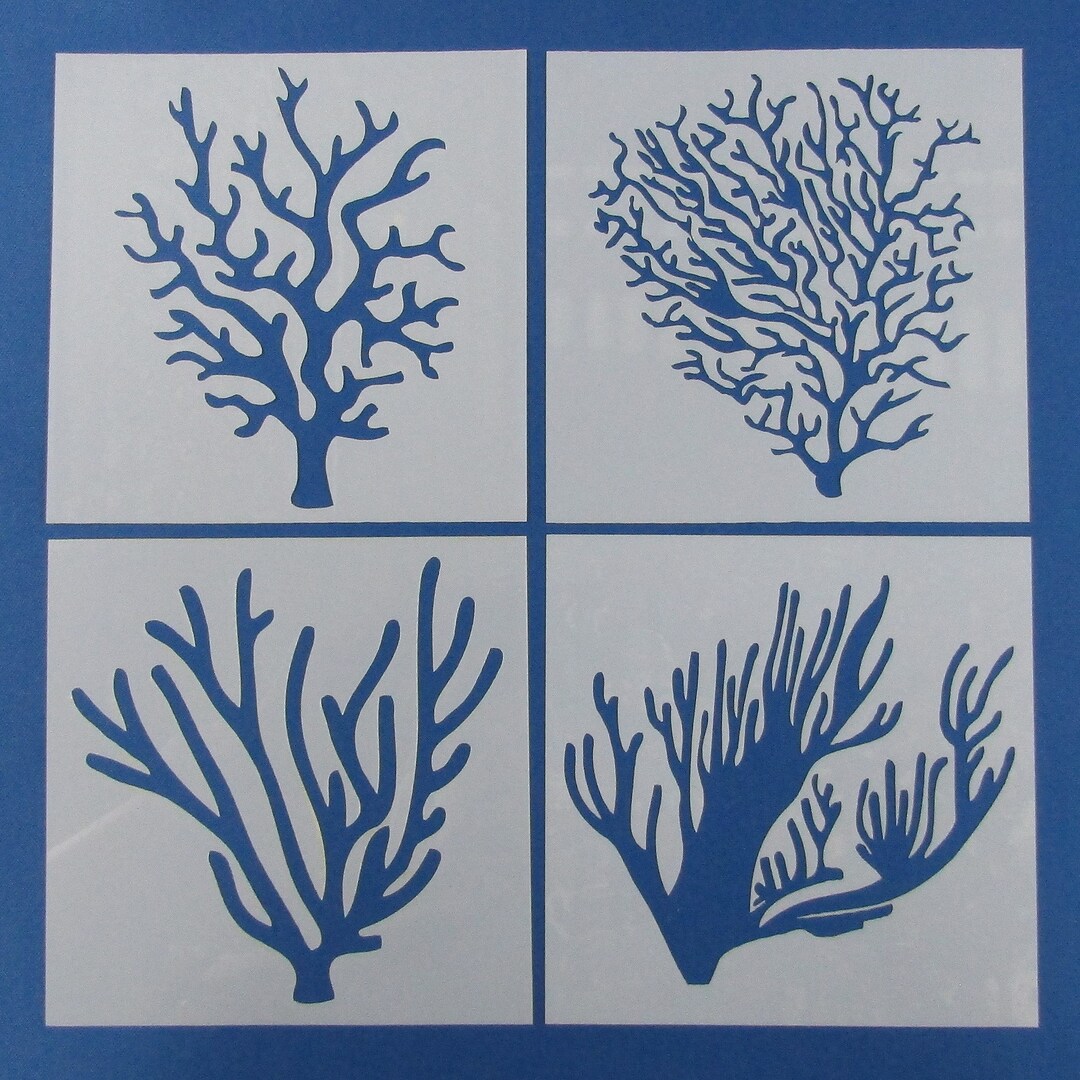 4pc Set Coral Stencil 130mm Flexible for Scrapbooking Card Making ...