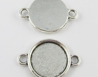 Bulk Pack of 10 Round Cabochon Connector Setting 25x17mm Fit 14mm Cabochons