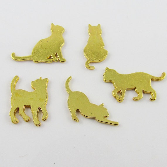 10pc Gold Alloy Cute Cat Cabochon Flat Back Select Design or Mixed Set