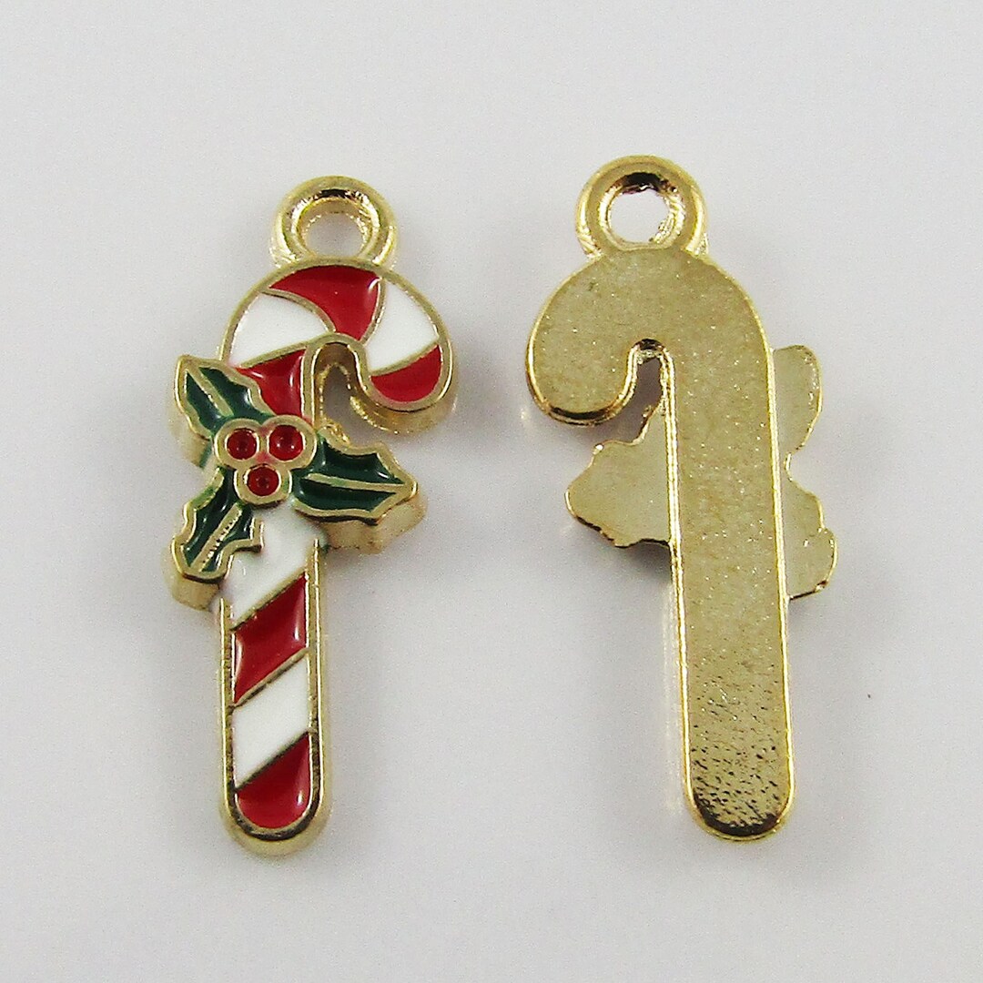 Bulk 10pce Enamel Candy Cane Charm Pendant Christmas 19x7mm Etsy