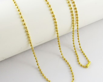 Bulk 12pcs Ball Chain Necklace 80cm Gold Plated Alloy