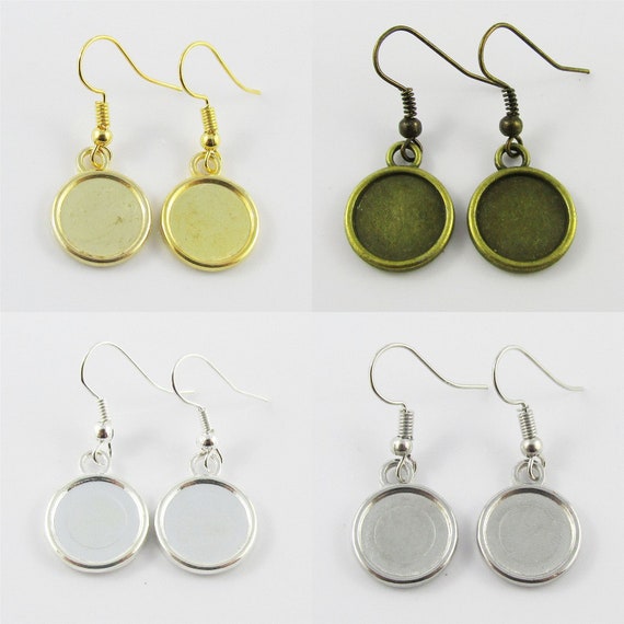 10 brass earring holders for silver 12mm cabochon