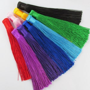 5pce Silky Nylon Tassel 140x13mm Pick Colour Suit Fashion Accessory Home Decor