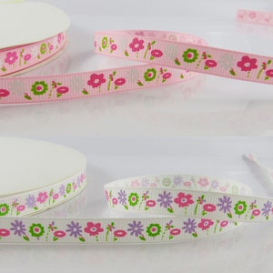 3metres Printed Wildflower Grosgrain Ribbon 10mm Select Colour