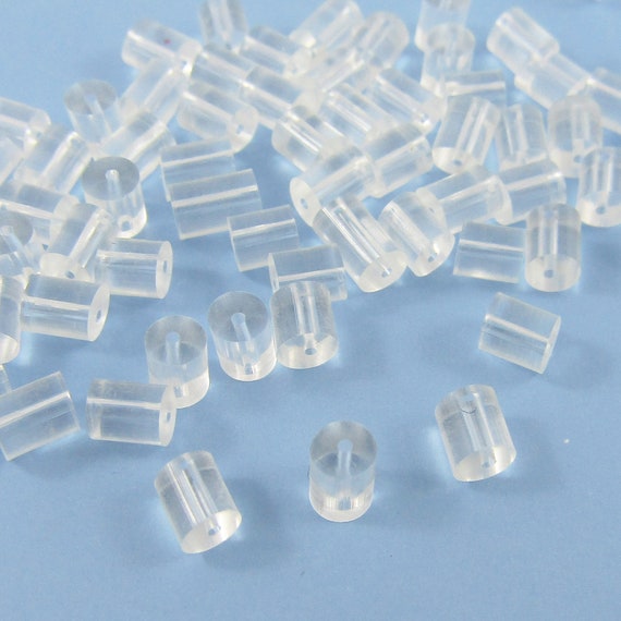 Bulk 100pk 50 Pair Round Tube Rubber Earring Back Stoppers 3x3mm  Translucent 