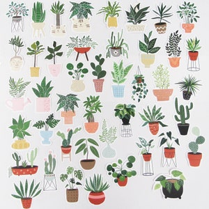Lot de 44 autocollants de plantes en pot en PVC Cartes de scrapbooking Journal indésirable et plus