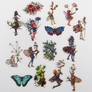 Lot de 40 autocollants pour animaux de compagnie, fleurs et fées bleues, carnet de notes de scrapbooking