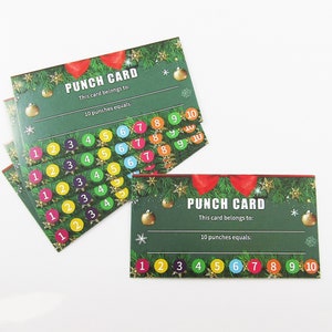 Carte de récompense de noël, 50 pièces, poinçon de fidélité des clients, incitation au comportement des enfants