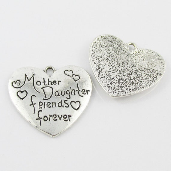 Bulk Mother Daughter Friends Forever Heart Charm Pendant 30x30mm