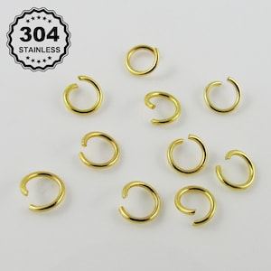 20 pcs Bulk Gold Plated Stainless Steel 6x0.8mm Open Jump Rings Findings Craft