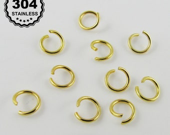 20 pcs Bulk Gold Plated Stainless Steel 6x0.8mm Open Jump Rings Findings Craft