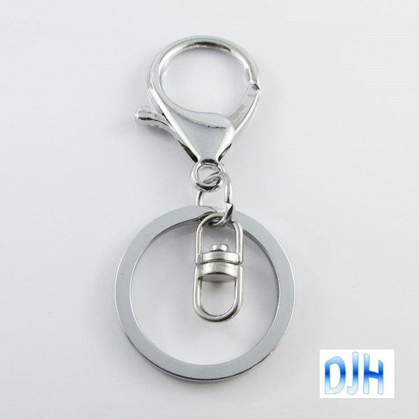 BULK Key Ring Keychain Lobster Clasp Swivel Finding SplitRing Keyring Silver