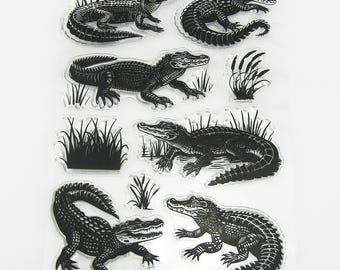 Crocodile Alligator Clear Stamp Sheet Silicone Journal Scrapbook Cards