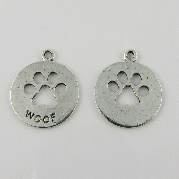 Buy Bulk Woof Paw Print Charm Pendant Message Disc Dog Lover
