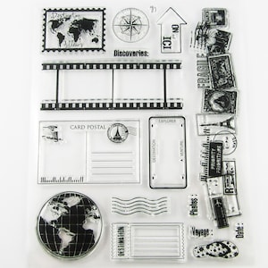 Carte postale de voyage Tampon transparent Silicone Caoutchouc Scrapbooking Card Making