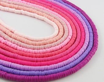 One Strand 330pcs Wafer Disc Pinks & Purples Polymer Clay Beads Katsuki Bead 6mm