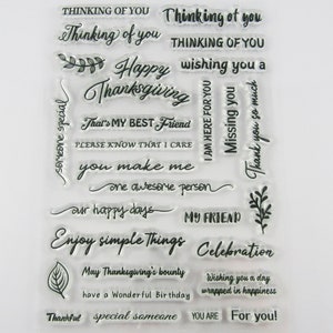 Messages Thinking of You Feuille de tampons transparente Journal en silicone Cartes de scrapbooking