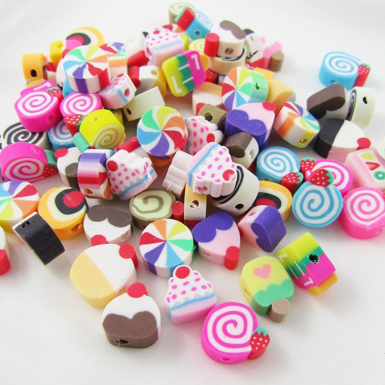 50pcs Polymer Clay Sweet Treats Bead Approx 10x9x5mm Hole 1.6mm image 1