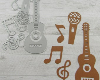 Musician Microphone Guitar Cutting Die Carbon Steel Scrapbooking Card Making etc