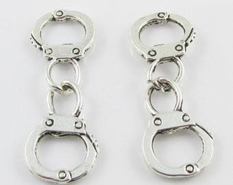 Bulk Handcuffs Law Police Charm Pendant 17x12mm Select Qty
