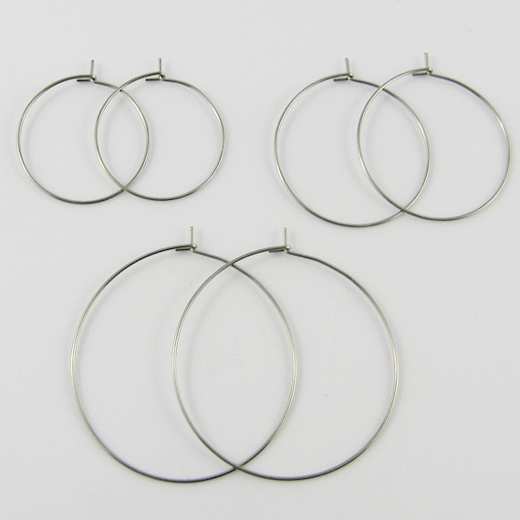 20 SILVER COLOUR EARRING HOOPS OR WINE GLASS CHARM RINGS,CHOSE 25mm 35mm 45mm