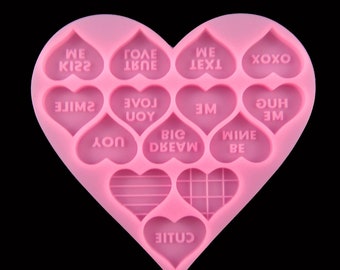 Valentine's Day Conversation Hearts Cabochon Silicone Mould for Epoxy Resin