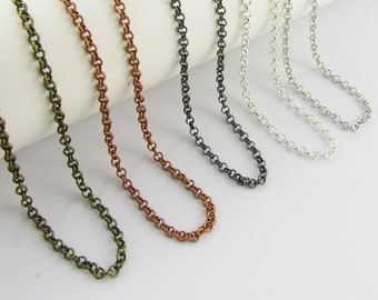 Bulk 5pcs Rolo Chain Link Necklace 75cm Parrot Clasp Select Colour
