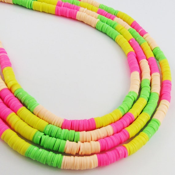 Yellow & Blue Clay Disc Bead Strands